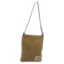 FENDI Shoulder Bag Corduroy Beige Silver Auth mr2721-1