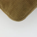 FENDI Shoulder Bag Corduroy Beige Silver Auth mr2721-18