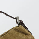 FENDI Shoulder Bag Corduroy Beige Silver Auth mr2721-19