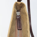 FENDI Shoulder Bag Corduroy Beige Silver Auth mr2721-9