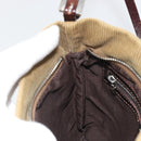 FENDI Shoulder Bag Corduroy Beige Silver Auth mr2721-23