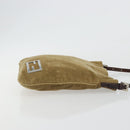 FENDI Shoulder Bag Corduroy Beige Silver Auth mr2721-3