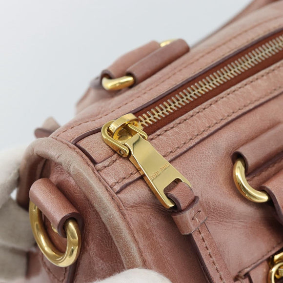 Miu Miu Hand Bag Leather Pink Gold Auth mr2722