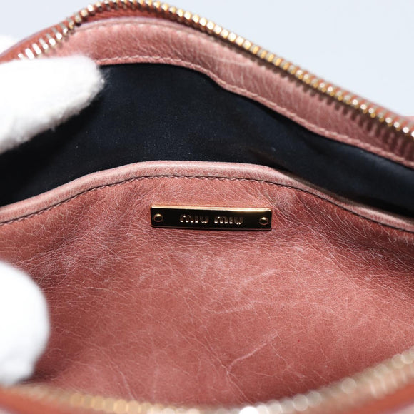 Miu Miu Hand Bag Leather Pink Gold Auth mr2722