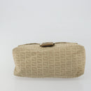 FENDI Zucchino Canvas Mamma Baguette Hand Bag Beige Gold Auth mr2723-5