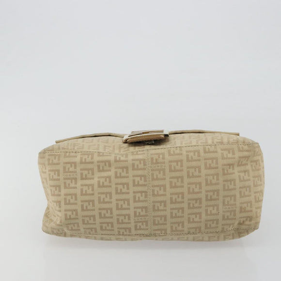 FENDI Zucchino Canvas Mamma Baguette Hand Bag Beige Gold Auth mr2723