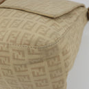 FENDI Zucchino Canvas Mamma Baguette Hand Bag Beige Gold Auth mr2723-9