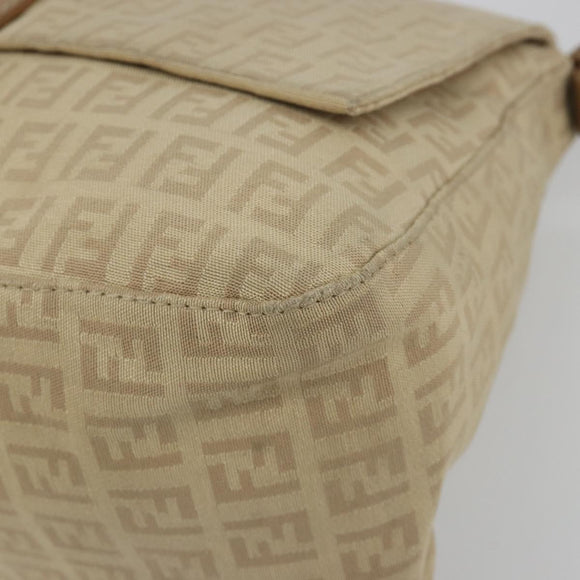 FENDI Zucchino Canvas Mamma Baguette Hand Bag Beige Gold Auth mr2723