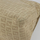 FENDI Zucchino Canvas Mamma Baguette Hand Bag Beige Gold Auth mr2723-16