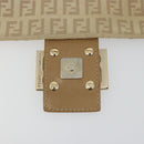 FENDI Zucchino Canvas Mamma Baguette Hand Bag Beige Gold Auth mr2723-20