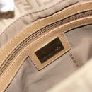 FENDI Zucchino Canvas Mamma Baguette Hand Bag Beige Gold Auth mr2723-21