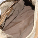 FENDI Zucchino Canvas Mamma Baguette Hand Bag Beige Gold Auth mr2723-11