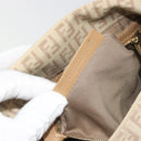 FENDI Zucchino Canvas Mamma Baguette Hand Bag Beige Gold Auth mr2723-12