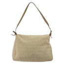 FENDI Zucchino Canvas Mamma Baguette Hand Bag Beige Gold Auth mr2723-2