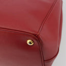 PRADA Hand Bag Safiano Leather Red Gold Auth mr2724-16