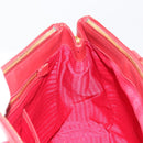 PRADA Hand Bag Safiano Leather Red Gold Auth mr2724-20