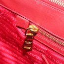 PRADA Hand Bag Safiano Leather Red Gold Auth mr2724-22