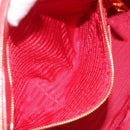 PRADA Hand Bag Safiano Leather Red Gold Auth mr2724-23