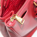 PRADA Hand Bag Safiano Leather Red Gold Auth mr2724-25