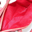 PRADA Hand Bag Safiano Leather Red Gold Auth mr2724-26