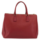 PRADA Hand Bag Safiano Leather Red Gold Auth mr2724-2