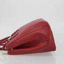 PRADA Hand Bag Safiano Leather Red Gold Auth mr2724-4