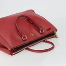 PRADA Hand Bag Safiano Leather Red Gold Auth mr2724-6
