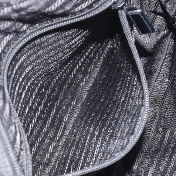 PRADA Shoulder Bag Nylon Black Silver Auth mr2725A