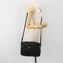 PRADA Shoulder Bag Nylon Black Silver Auth mr2725A-25