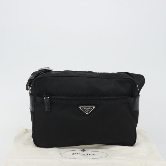PRADA Shoulder Bag Nylon Black Silver Auth mr2725A