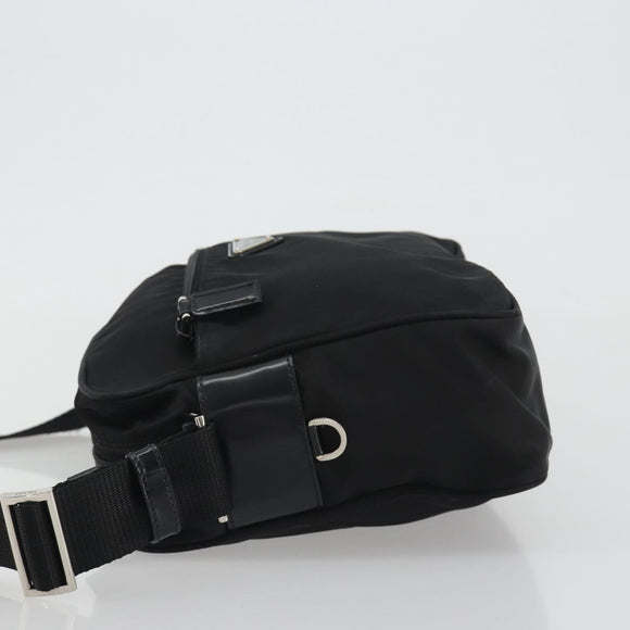 PRADA Shoulder Bag Nylon Black Silver Auth mr2725A