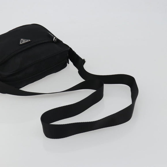 PRADA Shoulder Bag Nylon Black Silver Auth mr2725A