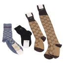 GUCCI Socks Cotton Set of 4 Pairs Beige Brown Navy Auth mr2726-1