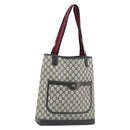 GUCCI GG Supreme Sherry Line Tote Bag PVC Navy Gold 40 02 003 Auth mr2727-1