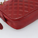 CHANEL Matelasse Chain Shoulder Bag Leather Red Gold CC Auth mr2729-11