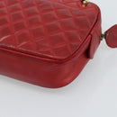 CHANEL Matelasse Chain Shoulder Bag Leather Red Gold CC Auth mr2729-12