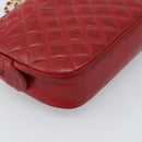CHANEL Matelasse Chain Shoulder Bag Leather Red Gold CC Auth mr2729-13