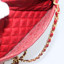 CHANEL Matelasse Chain Shoulder Bag Leather Red Gold CC Auth mr2729-23