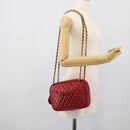 CHANEL Matelasse Chain Shoulder Bag Leather Red Gold CC Auth mr2729-24