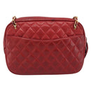 CHANEL Matelasse Chain Shoulder Bag Leather Red Gold CC Auth mr2729-3