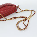 CHANEL Matelasse Chain Shoulder Bag Leather Red Gold CC Auth mr2729-7