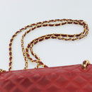 CHANEL Matelasse Chain Shoulder Bag Leather Red Gold CC Auth mr2729-8
