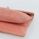 CHANEL Choco Bar 2.55 Chain Shoulder Bag Suede Pink Silver CC Auth mr2730-10