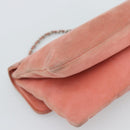 CHANEL Choco Bar 2.55 Chain Shoulder Bag Suede Pink Silver CC Auth mr2730-13
