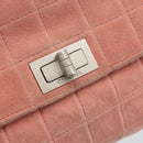CHANEL Choco Bar 2.55 Chain Shoulder Bag Suede Pink Silver CC Auth mr2730-14