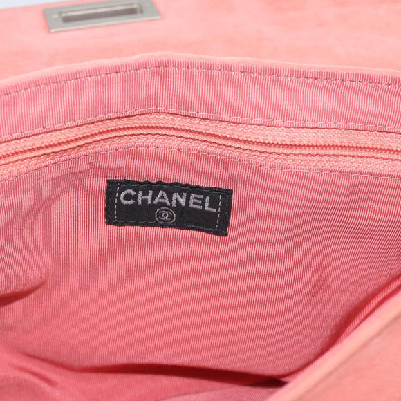 CHANEL Choco Bar 2.55 Chain Shoulder Bag Suede Pink Silver CC Auth mr2730