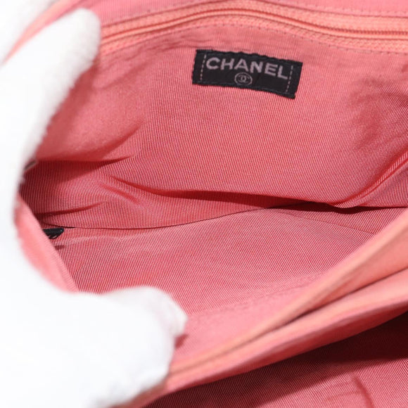 CHANEL Choco Bar 2.55 Chain Shoulder Bag Suede Pink Silver CC Auth mr2730