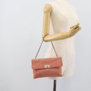 CHANEL Choco Bar 2.55 Chain Shoulder Bag Suede Pink Silver CC Auth mr2730-24