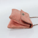 CHANEL Choco Bar 2.55 Chain Shoulder Bag Suede Pink Silver CC Auth mr2730-5