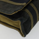 HERMES Bassus PM Shoulder Bag Canvas Khaki Silver Auth mr2731-14